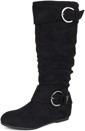 Amazon.com | DREAM PAIRS Women's Wide Calf Knee High Boots, Fur-lined Low Hidden Wedge Boots | Knee-High