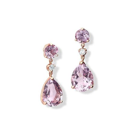 Luiza Pink Amethyst and Diamond Rose Gold Drop Earrings