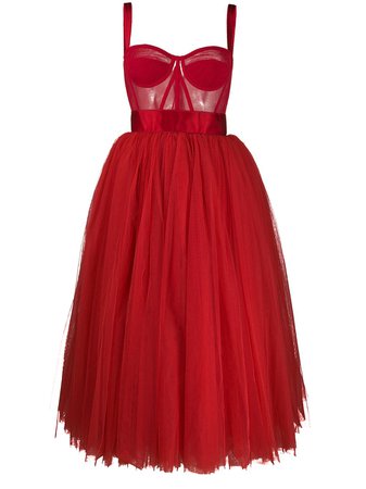 Dolce & Gabbana Bustier Tulle Midi Dress | Farfetch.com