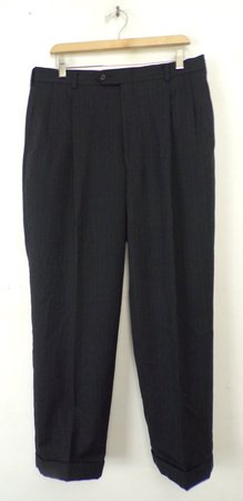 Vintage Black Pinstriped Suspender Pants Mens Size 34 Waist | Etsy