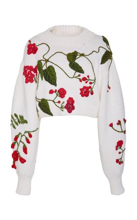 Cropped Floral Sweater by Oscar de la Renta | Moda Operandi