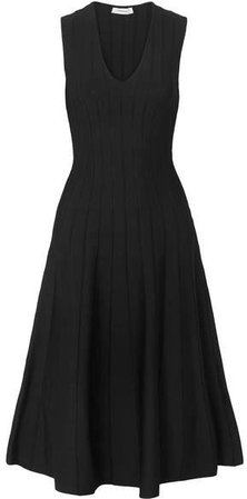 CASASOLA - Ribbed Stretch-knit Midi Dress - Black