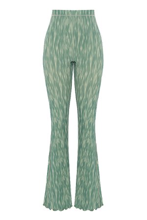 Clothing : Trousers : 'Erin' Ivy Print Mesh Flared Trousers