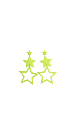 star earrings lime green