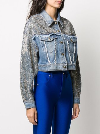 Versace Jeans Couture Studded Frayed Detail Jacket - Farfetch