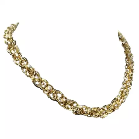 1980S 18K Gold Plated Rope Chain Choker Necklace For Sale at 1stDibs