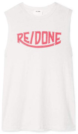 Hanes Printed Cotton-jersey Tank - Off-white