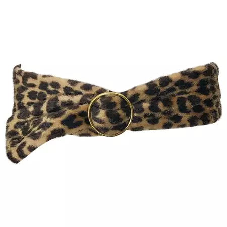 Chic 1960s Dame New York Leopard Print Faux Fur Vintage 60s Mod Retro Belt For Sale at 1stDibs