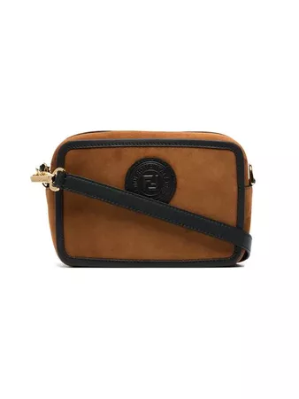 Fendi Brown Logo Stamp Suede Leather Camera Bag - Farfetch