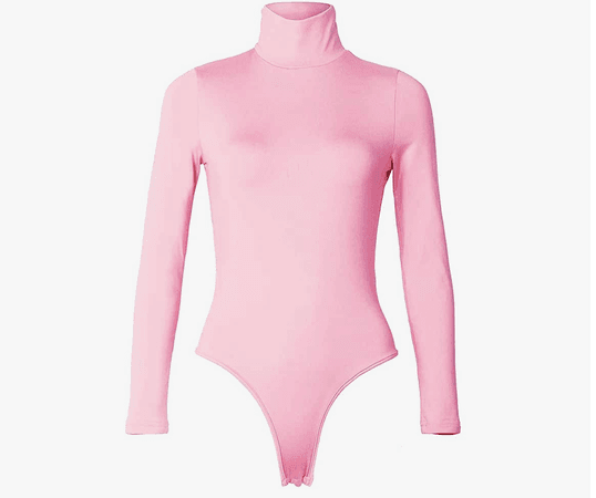 pink turtleneck bodysuit