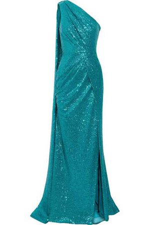 ELIE SAAB One-shoulder cutout sequined tulle gown