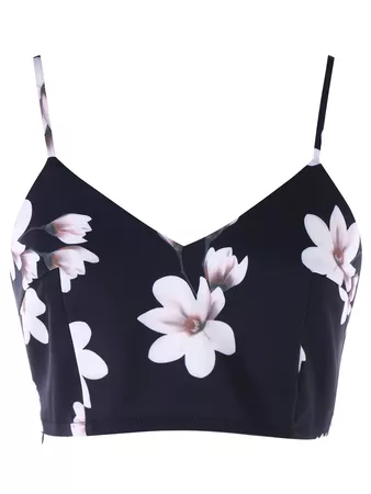 2018 Floral Printed Cami Strap Crop Tank Top BLACK M In Tank Top Online Store. Best Printed Bodycon Dress For Sale | DressLily.com