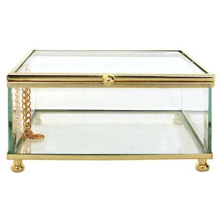 Glass/Gold Metal Box, 5" | At Home