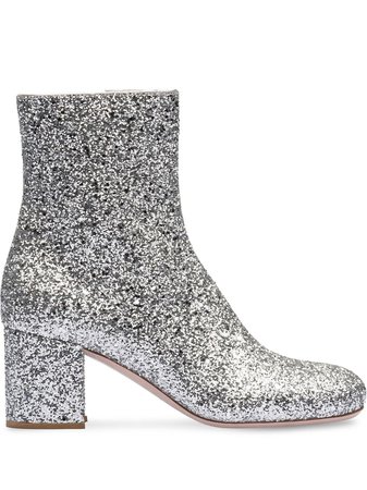 Silver Miu Miu glitter embellished ankle boots 5T765CFD0653A5U - Farfetch