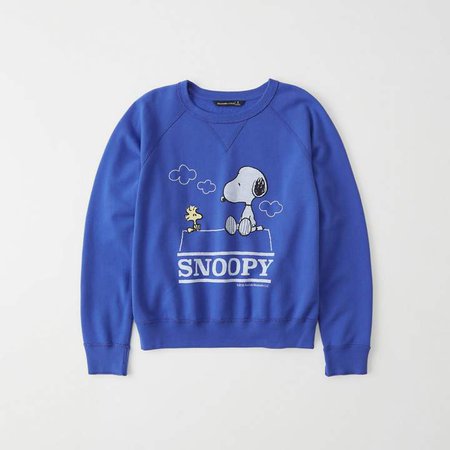 A&F Women's Snoopy Graphic Sweatshirt in Blue - Size XS