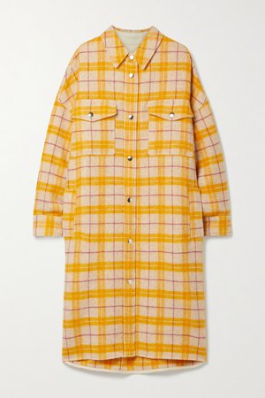 Ecru Fontia oversized checked wool-blend flannel coat | Isabel Marant Étoile | NET-A-PORTER