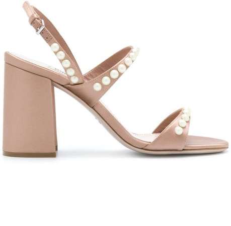 pearl-embellished block heel sandals