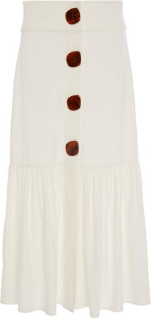 Buttoned Poplin Midi Skirt