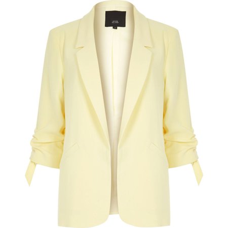 Light yellow ruched sleeve blazer - Jackets - Coats & Jackets - women