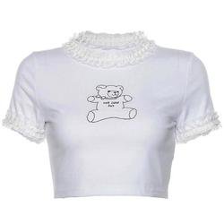 White Not Cute Teddy Bear Crop Top Belly Shirt | DDLG Playground