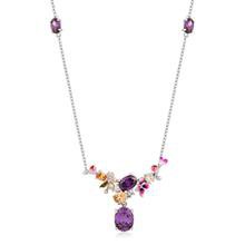 Anthia Jewelry Filigree Floral Synthetic Purple Amythyst & Multi-Gemst