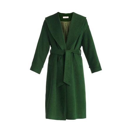 Belted Wool Coat In Dark Green | PAISIE | Wolf & Badger