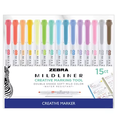 15ct Dual-tip Creative Marker - Zebra Mildliner : Target