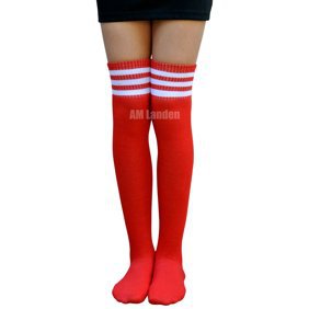 AM Landen Womens Stripe Knee High Socks Stripe Socks Cheerleader Socks Uniform Socks (A. Red/White Stripe) - Walmart.com