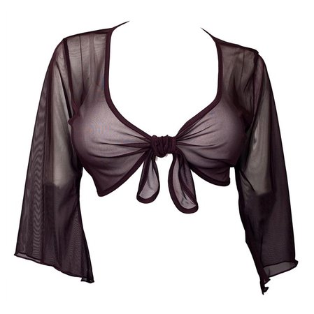 *clipped by @luci-her* Black Sheer Front Tie Bolero Shrug