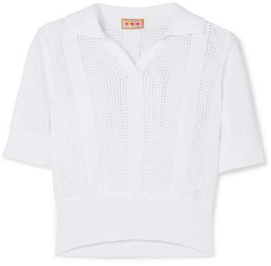 LHD - Le Phare Open-knit Cotton Polo Shirt - White