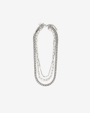 Three Row Multi-Layered Chain Necklace