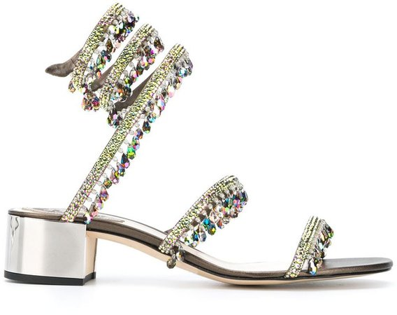 Crystal-Embellished Spiral Sandals