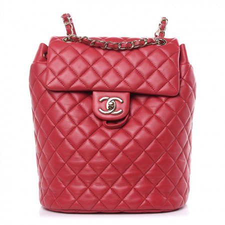 CHANEL Lambskin Quilted Small Urban Spirit Backpack Dark Pink 463054
