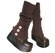 brown knitted leg warmers