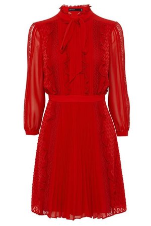 Red Ruffle Lace Dress