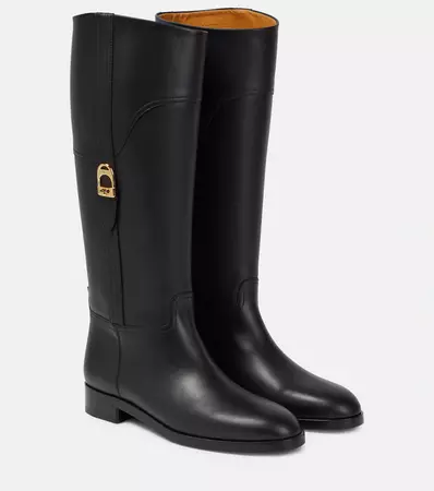 Leather Knee High Boots in Black - Gucci | Mytheresa