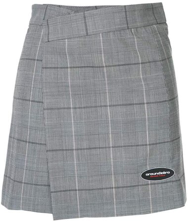 checked wrap front skirt