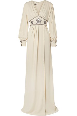 Gucci | Crystal-embellished wrap-effect georgette gown | NET-A-PORTER.COM