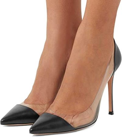 Amazon.com | FSJ Women Elegant Stiletto Clear Pumps High Heels Slip On Sandals Party Wedding Dress Shoe Size 4-15 US | Heeled Sandals