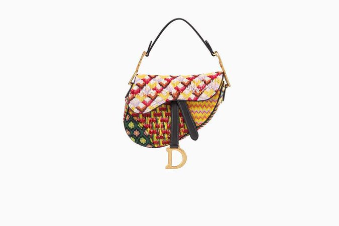 Mini sac Saddle en toile brodée - Dior