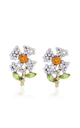 Crystal Flower Earrings By Oscar De La Renta | Moda Operandi