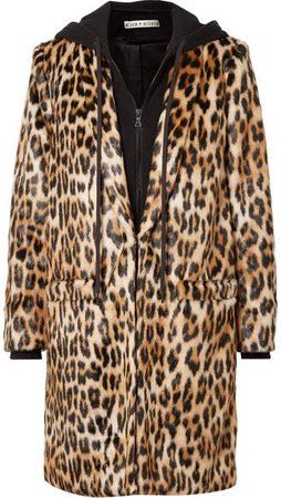 Alice Olivia - Kylie Leopard-print Faux Fur And Cotton-jersey Coat - Leopard print