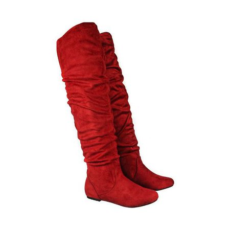 Red Velvet Knee High Boots