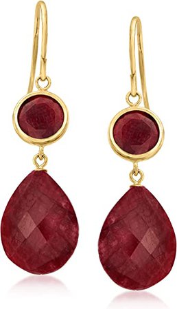 Amazon.com: Ross-Simons 26.00 ct. t.w. Ruby Drop Earrings in 14kt Yellow Gold: Clothing, Shoes & Jewelry