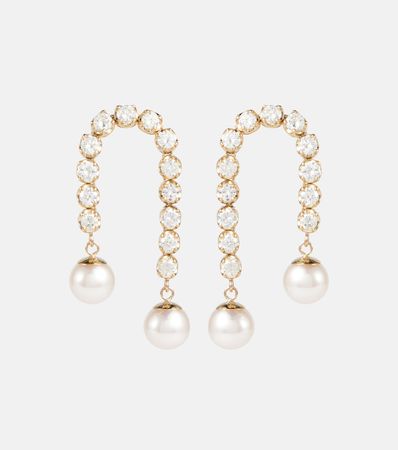 Mateo - 14kt gold earrings with diamonds and pearls | Mytheresa