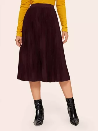 Elastic Waist Pleated Hem Skirt | SHEIN USA