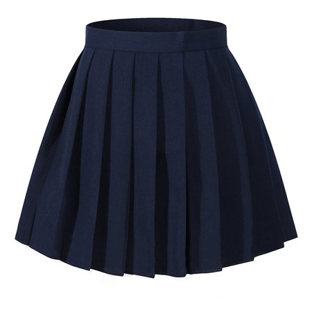 High Waisted Pleated Skirt - Dark Blue
