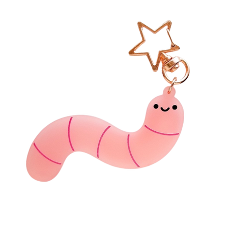 Cute Worm Keychain by MossFrogPress