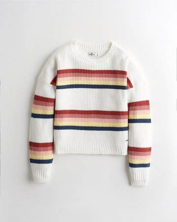 Girls Stripe Crewneck Sweater | Girls Tops | HollisterCo.com