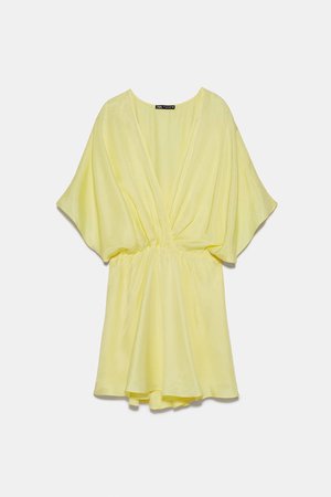 SATIN DRESS | ZARA United States yellow